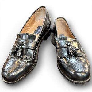Vintage Bostonian Black Leather Tassel Loafers size 10